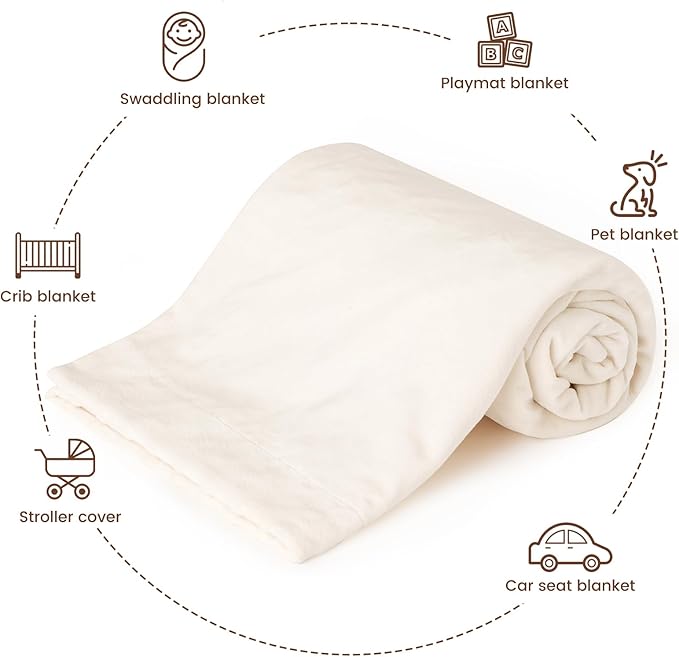 david's kids Micro Fleece Minky Baby Throw Blanket for Girls with Double Layer and Soothing Raised Dots, 50x60 Inches Breathable and Soft Lightweight Receiving Blanket for Newborns Cream