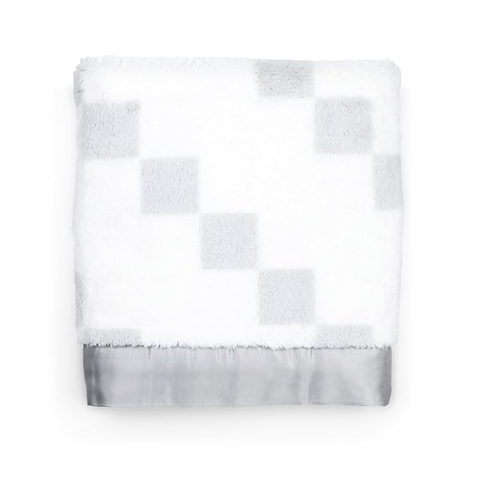 Little Giraffe Luxe Baby Blanket – 29x35” Satin Trim, Stairway Silver | Ultra-Soft, Hypoallergenic Stroller & Nursery Blanket | Perfect for Newborns & Toddlers