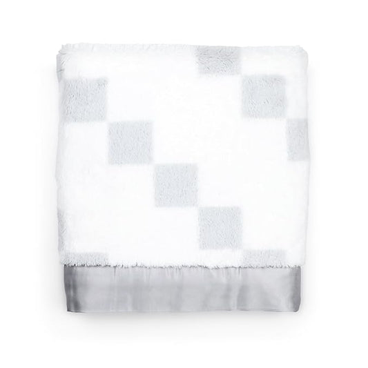 Little Giraffe Luxe Baby Blanket – 29x35” Satin Trim, Stairway Silver | Ultra-Soft, Hypoallergenic Stroller & Nursery Blanket | Perfect for Newborns & Toddlers