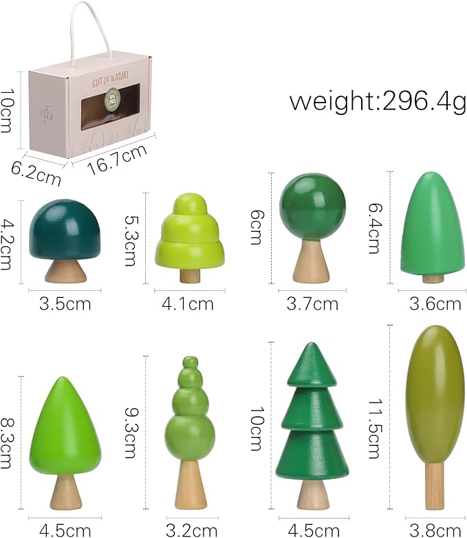 Wooden Tree Toy Pack of 8 Wood Miniature Tree Set Various Sizes Natural Wooden Trees Mini Trees for Home Decor and Crafts Garden Accessories Creative Gift for 36+ Months
