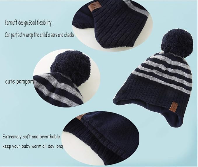 Moon Kitty Baby Boys Hats Toddler Beanies for Boys Winter Fleece Winter Hat Boys