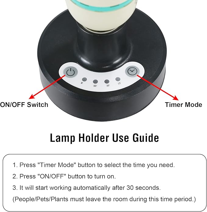 36Watts UV Sanitizer Lamp with Remote Control Powerful UVC Light with E26 Base for Basement/Bedroom/Kitchen/Office/Storehouse/Car, 3-Gear Timer 110V Ozone Free
