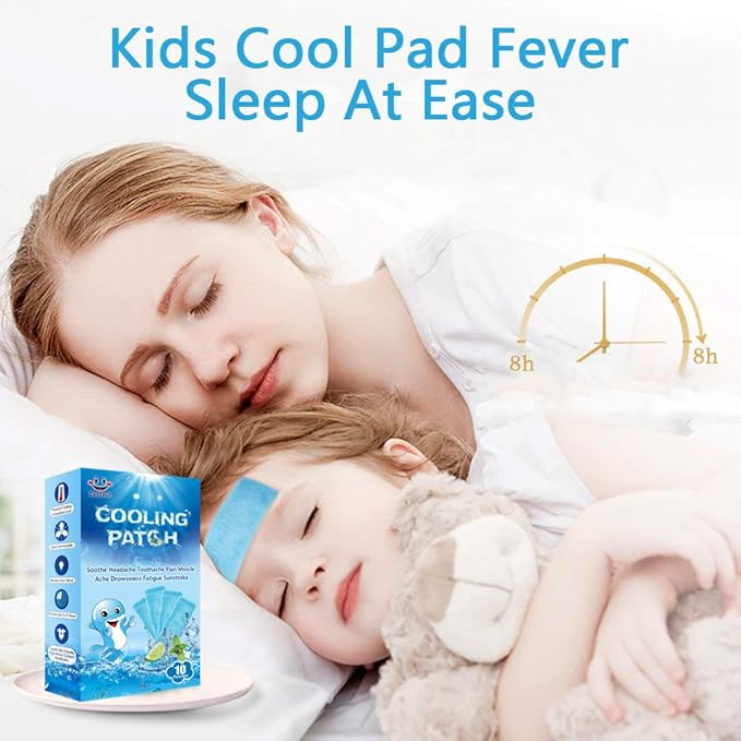 30 Sheets Cooling Patches for Fever Discomfort & Pain Relief, Cooling Relief Fever Reducer, Soothe Headache Pain, 10 Count Per Box (3 Boxes)