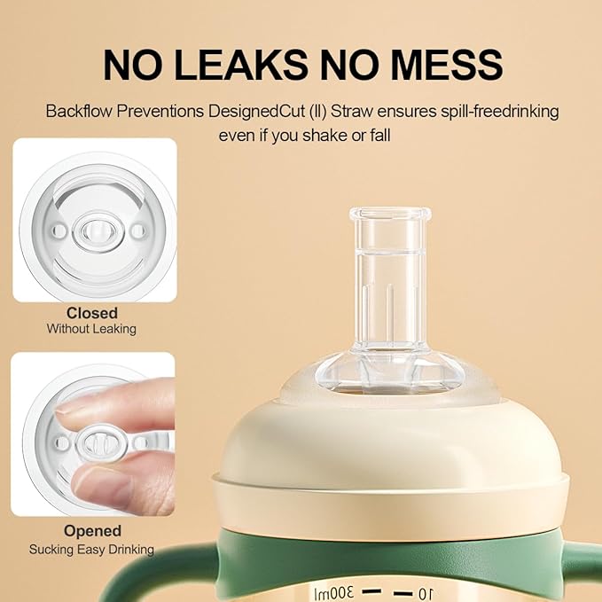 Sippy Cup, Weighted Straw Baby Trainer Cup, Toddler Drinks Water Bottle with Leakproof Spout for 6+, No Spill Learner Cup 240ml/8oz