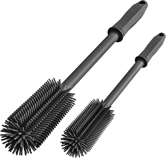 Long Silicone Bottle Cleaning Brush | 2 Pack| 16”+13”Water Bottle Brush Cleaner Brush for Hydro Flask,Glassware,Vacuum Sports Bottle&Vases,Silicone Water Bottle Cleaner Brush for Narrow Neck