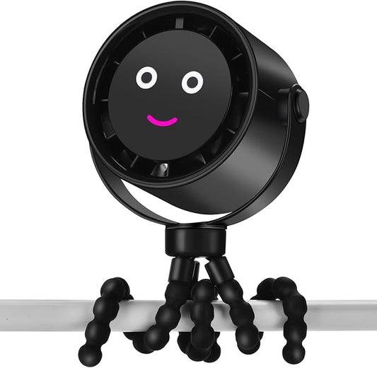5000mAh Portable Stroller Fan with LCD Display, 5-Speed, Rechargeable Battery Operated, 360° Rotation, Tripod Clip, 17-Hour Battery Life for Carseat, Strollers, Cribs, Wheelchairs, Bedrooms & Travel