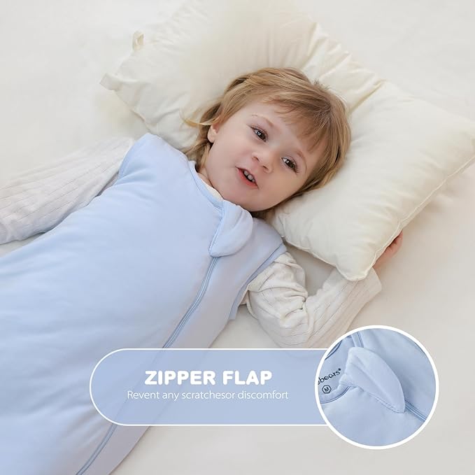 Mosebears Unisex Rayon Made from Bamboo Sleep Sack with 2-Way Zipper,2.5 Tog Baby Winter Sleep Sack(Fog Blue,6-18 Months)