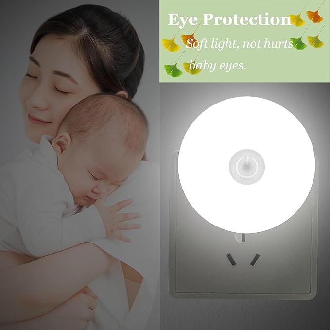 Plug-in Nightlight with Manual On/Off Switch - Night Lights Plug into Wall for Kids Bedroom Nursery, Kitchen Bathroom Hallway Stairs Stairways Corridor Garage, 3000K~5000K Daylight/Warm White 3 Colors