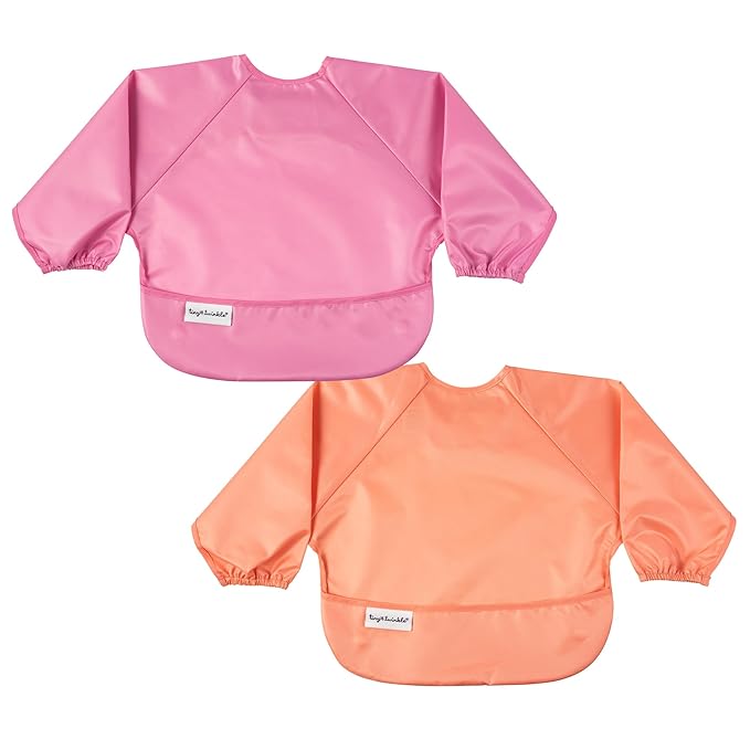Tiny Twinkle Long Sleeve Bib for Babies & Toddlers – 2 Pack Waterproof Smock Bibs for Eating – Machine Washable & Mess-Proof, Baby Feeding Essential & Shower Must-Have (Sweet Treat,6–24M)