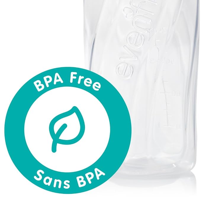 Evenflo Feeding Classic Clear Plastic Standard Neck Bottles for Baby, Infant and Newborn - Teal/Green/Blue, 8 Ounce (Pack of 12)