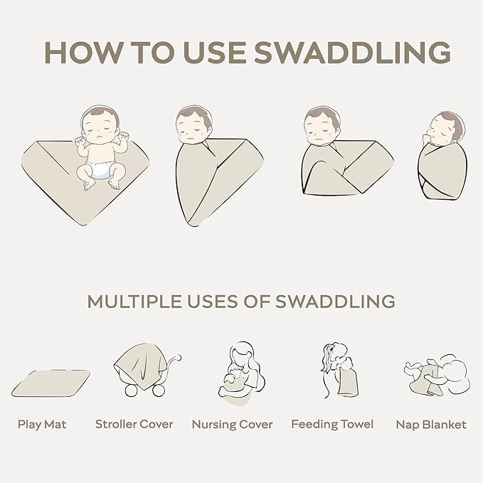 JELLYMONI Muslin Swaddle Blankets for Unisex, 2 Pack Newborn Receiving Blanket, Large 47 x 47 inches Soft Breathable Muslin Baby Blanket for Newborn Boys & Girl