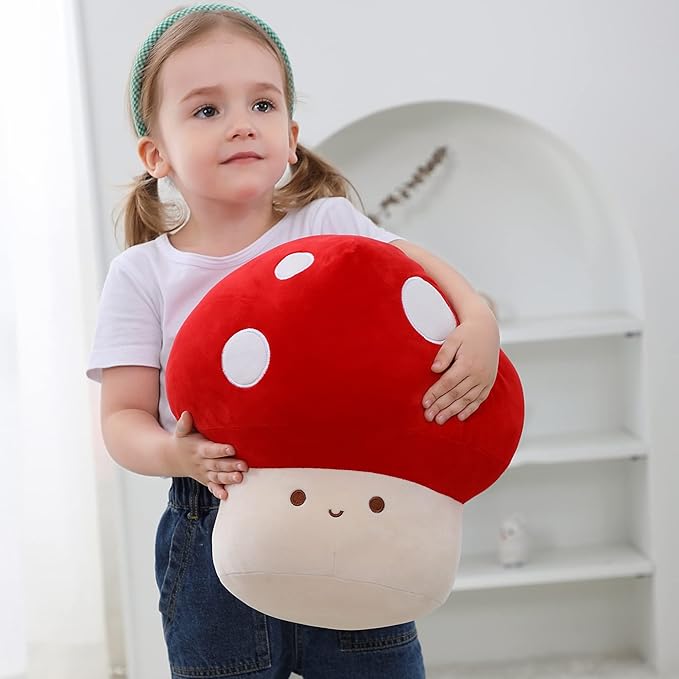 Mushroom Plush, 9 Inch Cute Mushroom Toy Plush Pillow Stuffed Animals, Red Room Decor Gift for Kids Adults