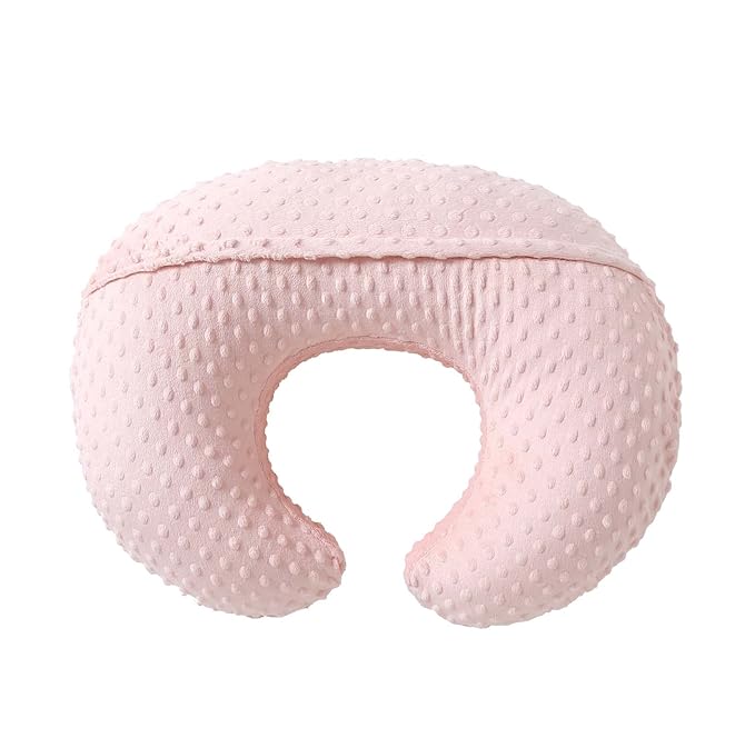Nursing Pillow and Positioner, Breastfeeding, Bottle Feeding, Baby Sitting Support with Removable Ultra Soft Cover, Tummy Time Support for Baby Boys and Girls (Lightpink)