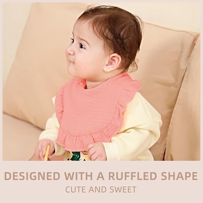 Muslin Baby Bibs for Baby Girls, Muslin Bibs Drool Bandana Bibs (Print white)