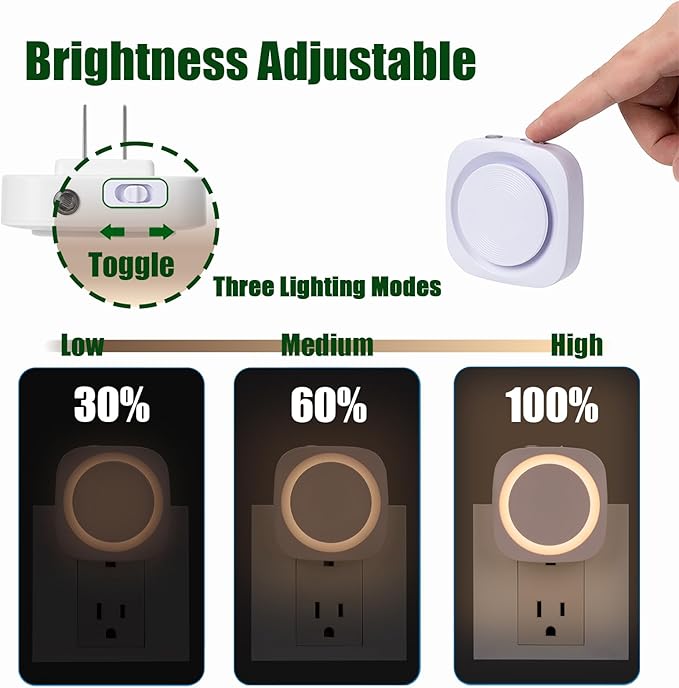 Warm White Night Lights Plug in to Wall,4 Packs Dimmable Night Light with Auto Dusk to Dawn Sensor,Soft Glow Night Light for Bathroom, Bedroom,Hallway, Stairs, Kitchen,Warm White