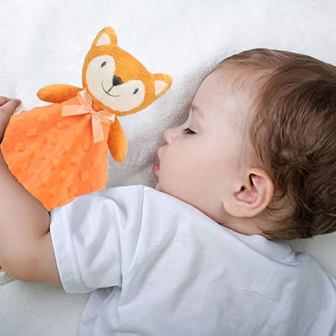 Pro Goleem Fox Security Blanket Orange Soft Baby Lovey Unisex Lovie Baby Gifts for Newborn Toddler Snuggle Toy Stuffed Animal 16 Inch