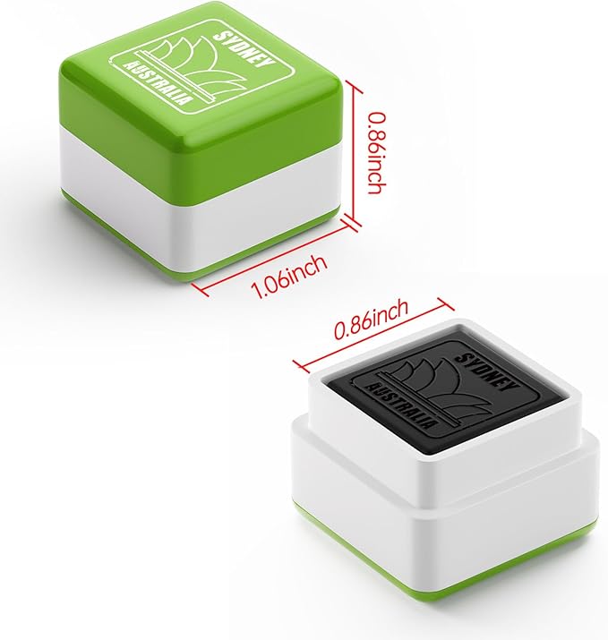 28 Pcs Passport Stamps for Kids with Storage Box – City and Country Rubber Stamp Set for Learning, Travel Theme, Arts and Crafts, Scrapbooking, Classroom Activities