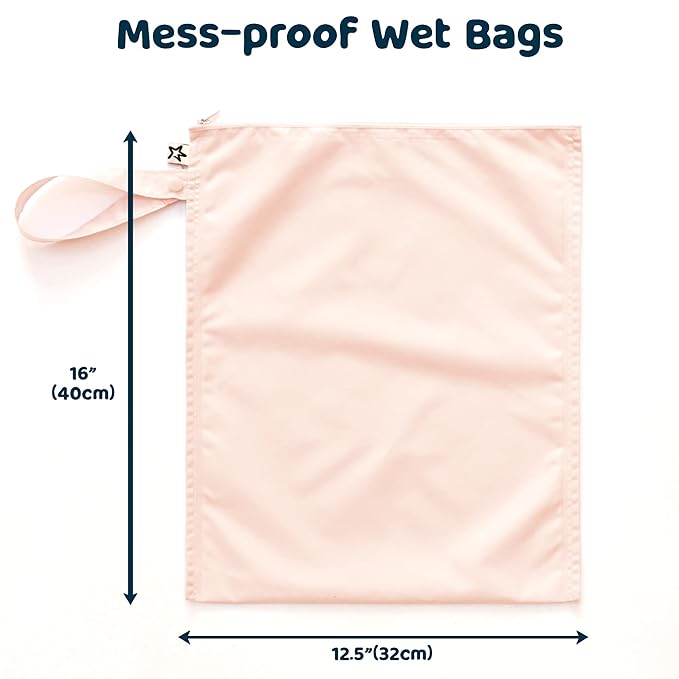 Tiny Twinkle Mess proof Waterproof Wet Dry Bag,2pk Reusable Wet Bags for Swimsuits&Baby Clothes,Leakproof Wet Bag,Waterproof Bag for Travel&Diaper bag,Wet Bags for Baby (Rose, Burgundy)