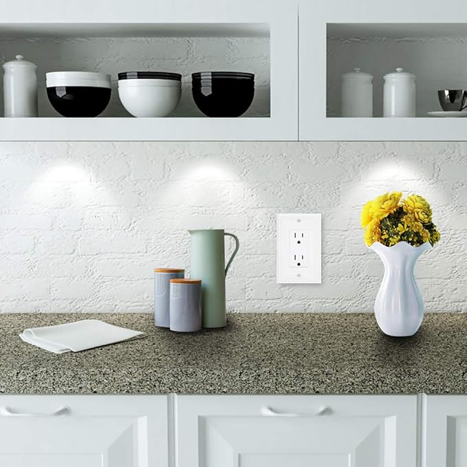 Henne Bery Sunken Pearls Heavy Duty Decorative Wall Plate Switch Plate Outlet Cover (Single Decorator, 2 Pack, White)