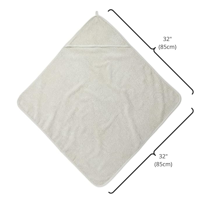 Baby Hooded Towel – Organic Cotton Baby Bath Towels – Baby Towels, Baby Bath Towels for Baby Boy, Baby Girl, 32" x 32" Super-Soft and Absorbent Baby Towels for Newborn (Pearl Grey)