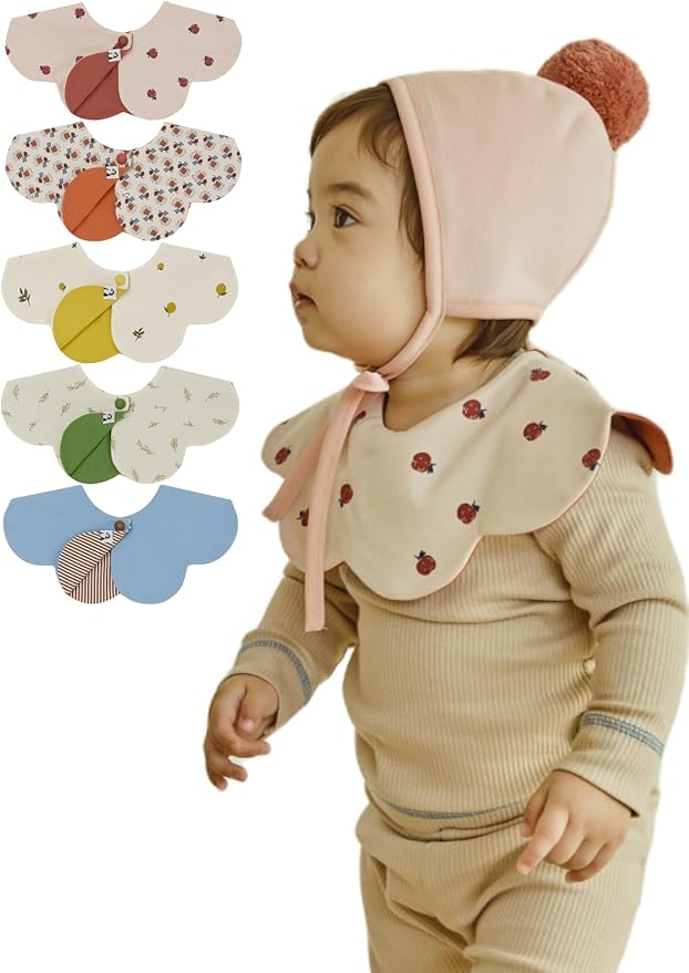Konny Baby Bibs Set, 360 ° Rotate, Soft and Absorbent Bandana Drooling for Boys Girls baby Essentials