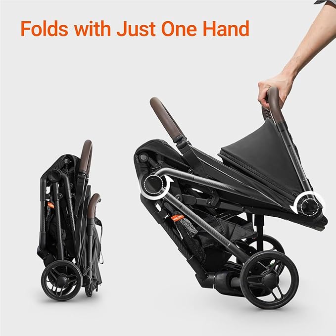 MAMAZING Lightweight Baby Travel Stroller with Carbon Fiber Frame, Compact & Airplane-Friendly, One-Handed Folding Design, 11.6 lbs, Perfect for Toddlers, Organizer & Cushion Included, Jet