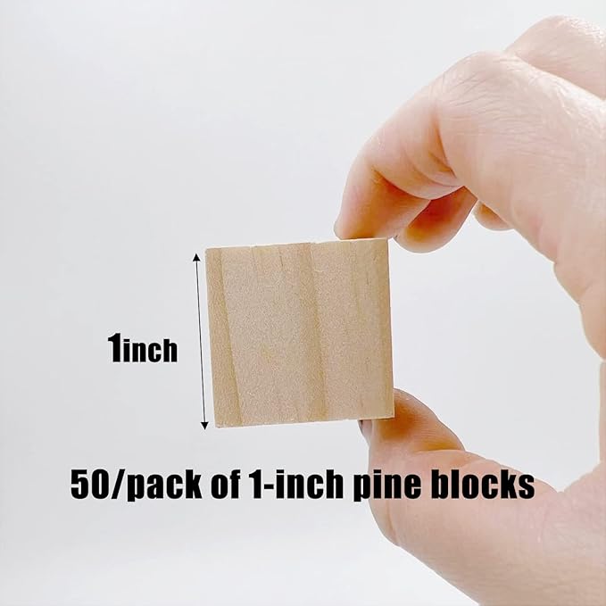 Unfinished Wooden Blocks 1 inch, Pack of 50,Small Wooden Cubes for Arts and Crafts – DIY - Photo Blocks- Plain Wooden Blocks