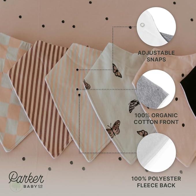 Parker Baby Bandana Drool Bibs 8 Pack Baby Bibs for Boys, Girls, Unisex - Soft & Stylish Teething Bibs for Babies
