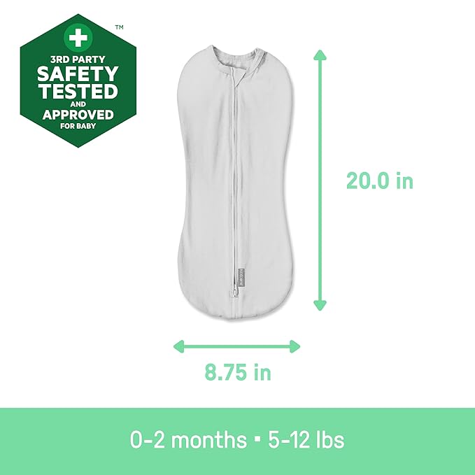 SwaddleMe by Ingenuity Compression Baby Swaddle Pod, Two-Way Zipper for Easy Diaper Changes, Improves Sleep & Calms Startle Reflex, 0-2 Months, 1.0 TOG, 2-Pack - Little Bees