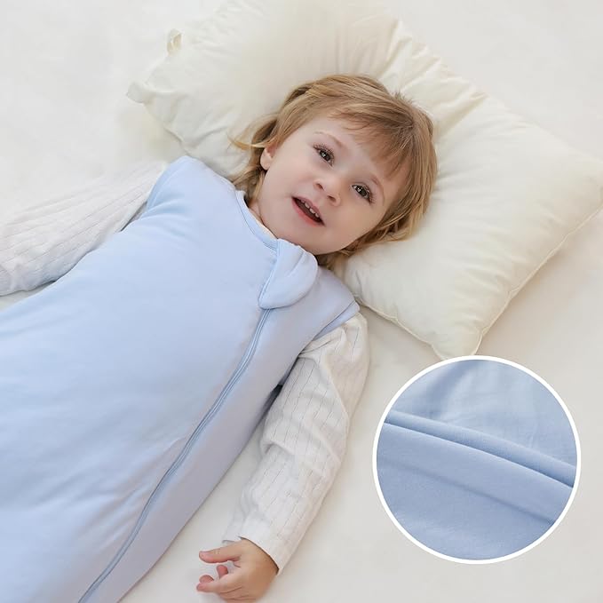 Mosebears Unisex Rayon Made from Bamboo Sleep Sack with 2-Way Zipper,2.5 Tog Baby Winter Sleep Sack(Fog Blue,6-18 Months)