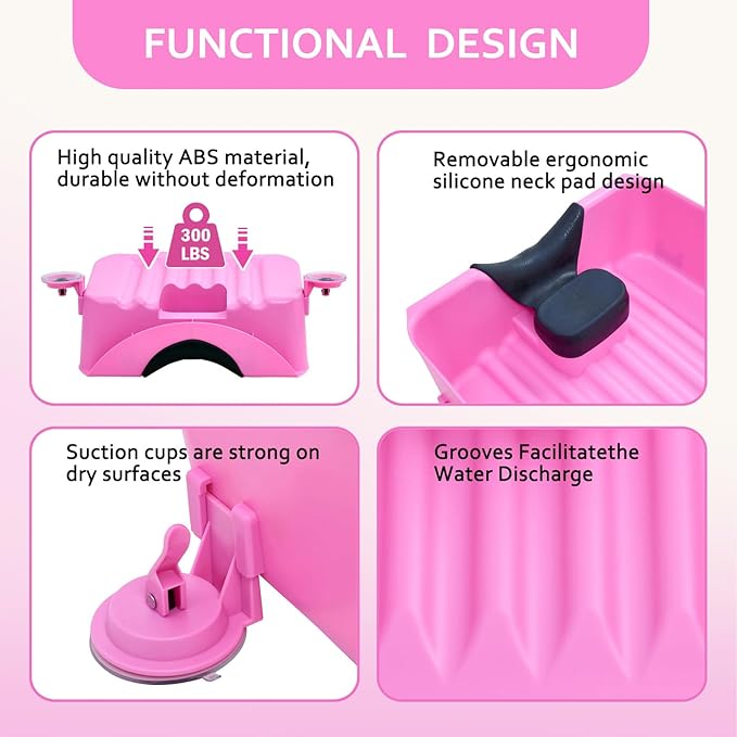 Portable Shampoo Basin for Kids, Baby, Children,Tear Free Hair Washing Basin Tray at Home (Pink)
