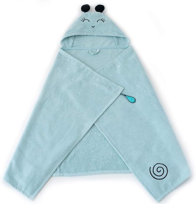 Milk&Moo Baby Hooded Towel, 100% Organic Turkish Cotton, Ultra Absorbent Bath Towel with Hood, 27x47 Inch, for Baby Boys & Girls (0-2 Years, Blue)
