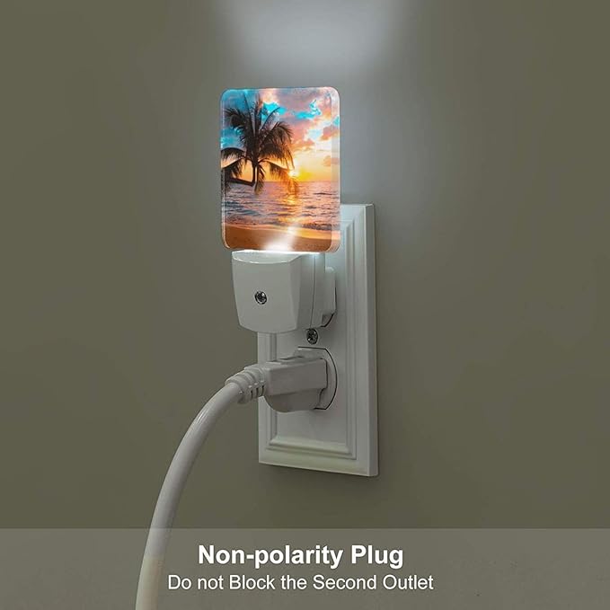 Summer Sunshine Beach Night Light,Plug Into Wall Decor for Stairway,Hallway,Kitchen,Dusk to Dawn Sensor Nightlights for Boys/Girls/Women/Men Room Gifts