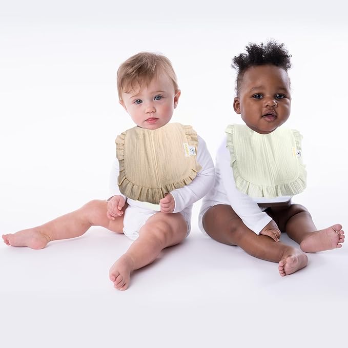 usakinon® 100% Organic Muslin Cotton Baby Bibs 2 Pack – Soft, Absorbent & Safe Newborn Essentials, CPC Certified