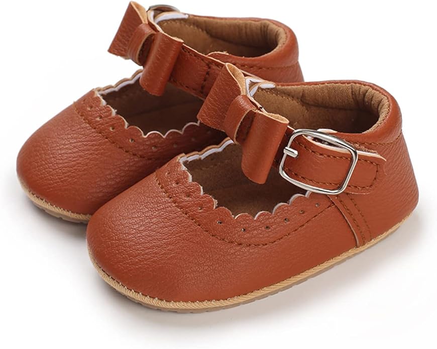 COSANKIM Baby Girls Mary Jane Flats Shoes Anti-Slip Rubber Sole Infant Toddler Princess Wedding Dress Shoes