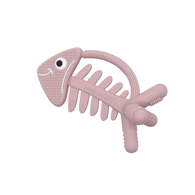 3in1 Infant Toys, Baby Teething Toys 3-6 6-12 Months, Teethers for Babies 3-6-12 Months,for Teething Relief,Baby Gifts Teether, Silicone,Sensory Toys 0-6 Months,USA Patent Pending,Fish,Rose Pink