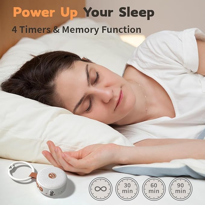 Mini Shushing Sound Machine Baby Portable White Noise Machine Brown Noise Machine with 30 Soothing Sounds for Kids Adults Auto-Off Timer 32 Volume Levels Battery Sleep Machine for Home Office Privacy