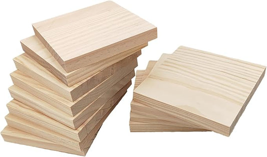 12PCS Unfinished Wood Square Blocks for Crafts, 4.7x4.7x0.6in Blank Wooden Squares Pine Wood Boards for Wood Carving,DIY Wood Coasters,Painting & Burning
