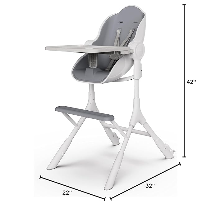 ORIBEL Cocoon Z High Chair & Baby Lounger | Perfect High Chair for Toddlers/Newborns | Glides Easily on All Surfaces | Secure Locks | Convertible Chair for Napping & Feeding (Ice Grey)