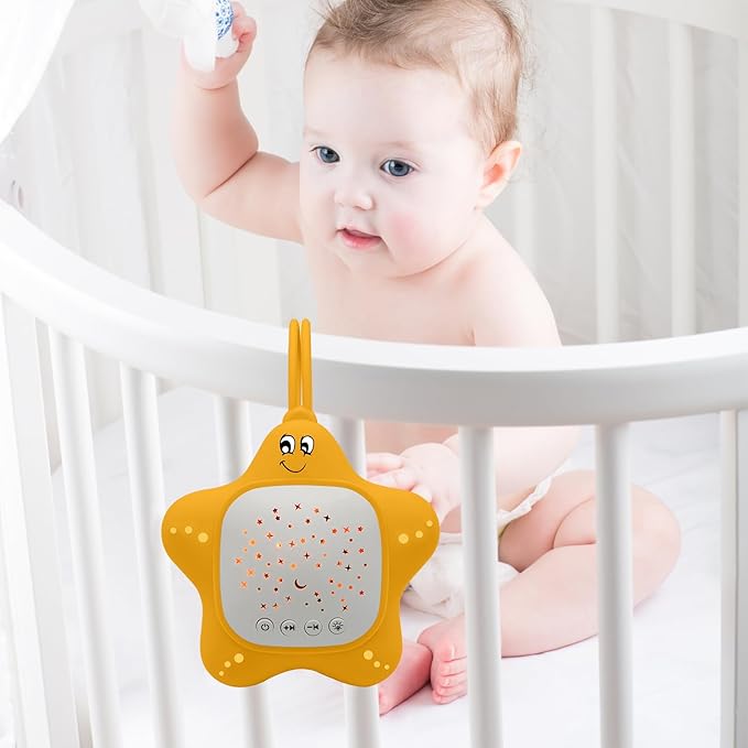 Portable White Noise Machine for Baby | Sleep Aid Music Lullaby Sound Machine with Star Projector for Nursery, Home, Travel | Gift for Infants, Toddlers, Kids