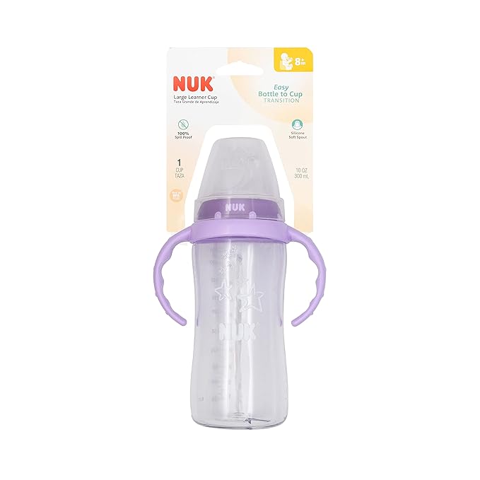 NUK Large Learner Tritan Cup, 10 oz, 8+ Months – BPA Free, Spill Proof Sippy Cup (Pack of 12)