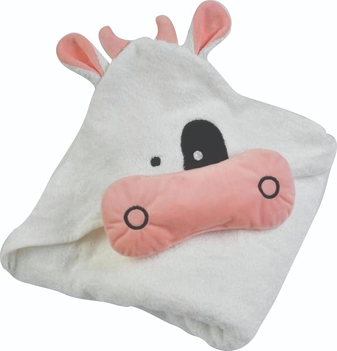POCASOPA Hooded Towel with Cute Cow Design - Rayon Made from Bamboo Baby - Ultra Soft, Absorbent & Hypoallergenic - Large 35x35” Organic Towel for Newborns, Toddlers & Kids