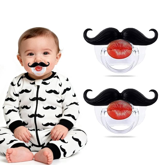 Funny Baby Pacifiers,Mustache Pacifiers 0-18 Months for Babies,Mustache Binky,Gift for Newborns,Infants,Toddlers,Baby Boys,BPA Free(Mustache Pacifiers)