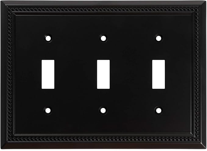 Henne Bery Sunken Pearls Heavy Duty Decorative Wall Plate Switch Plate Outlet Cover (Triple Toggle, Matte Black)