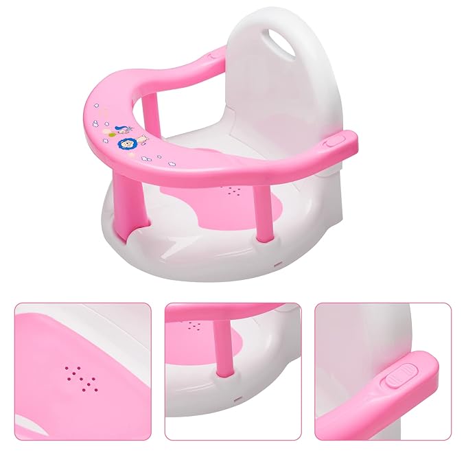 Foldable Baby Bathtub Seat, Non-Slip Infants Bath Chair for Tub, Cute Shaped Shower Seats, Surround Bathroom Seats for Newborns 6-18 Months (Baby Pink)