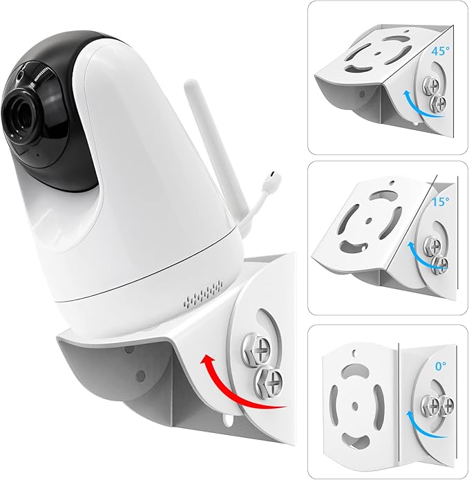 2 Pack-Adjustable Angle Baby Monitor Wall Mount for Motorola, Arlo, Infant Optics DXR-8, HelloBaby, Hellobaby Babysense Monitor Camera, Perfect Angle and Easy to Install (Camera Not Included)