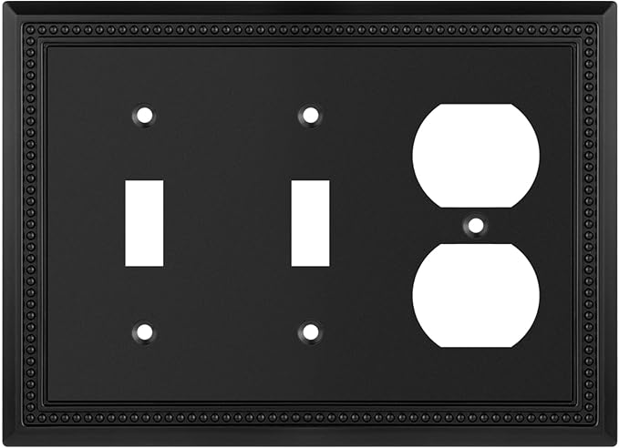 Henne Bery Sunken Pearls Heavy Duty Decorative Wall Plate Switch Plate Outlet Cover (Double Toggle/Single Duplex, Matte Black)
