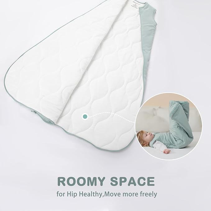 Mosebears Unisex Rayon Made from Bamboo Sleep Sack with 2-Way Zipper,2.5 Tog Baby Winter Sleep Sack (Calm Sage,0-6 Months)