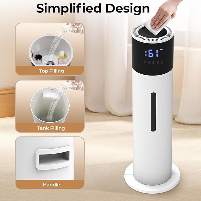 VENTISOL Large Humidifiers for Bedroom, 16L/4.2Gal Quiet Cool Mist Humidifier for Home Large Room, Top Fill Humidifiers for Baby Nursery, Living Room, White