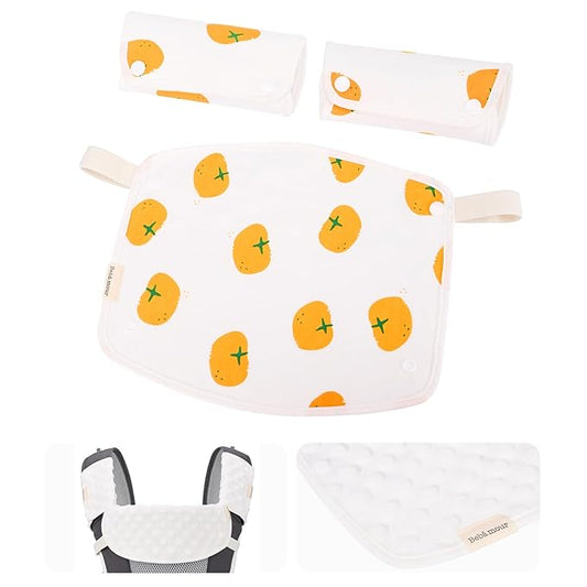 Bebamour Drool and Teething Reversible Cotton Pad For All Carry Positions Baby Carrier White Drool Bib For Boys & Girls(Persimmon)